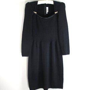 St. John Saks Fifth Avenue VTG Black Santana Knit Rhinestone Detail Dress XS